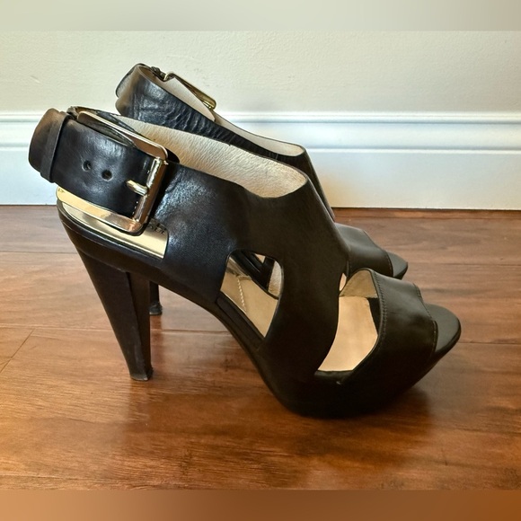 Michael Kors Carla Black Leather Platform Sandals-Size 8.5-Sexy, Black Tie - Picture 9 of 16